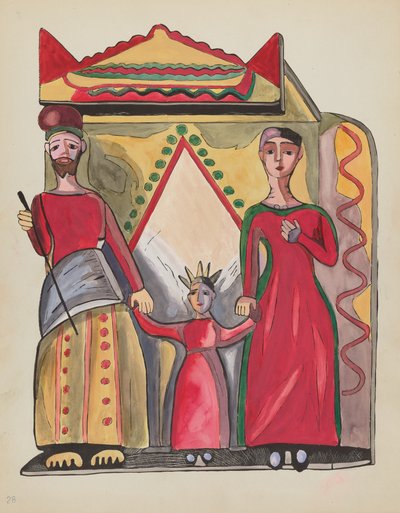 Tavola 28: La Sacra Famiglia: Dal Portfolio "Designs Coloniali Spagnoli del Nuovo Messico" da American 20th Century