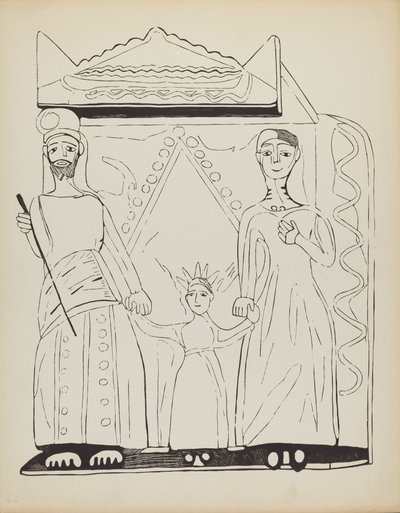 La Sacra Famiglia: Dal Portfolio "Disegni coloniali spagnoli del Nuovo Messico" da American 20th Century