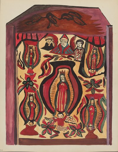 Piastra 32: Nostra Signora di Guadalupe: Dal portfolio "Design coloniali spagnoli del Nuovo Messico" da American 20th Century