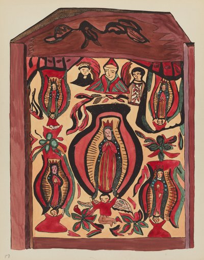 Tavola 32: Nostra Signora di Guadalupe: dal portfolio "Disegni coloniali spagnoli del Nuovo Messico" da American 20th Century
