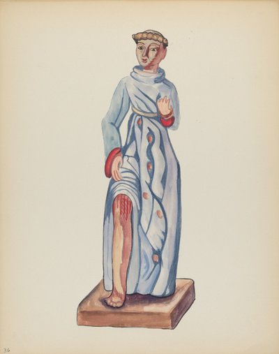 Piastra 36: San Rocco: Dal portfolio "Disegni coloniali spagnoli del Nuovo Messico" da American 20th Century