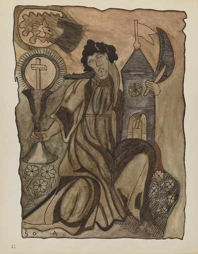 Tavola 41: Santa Barbara: Dal Portfolio "Disegni Coloniali Spagnoli del Nuovo Messico" da American 20th Century