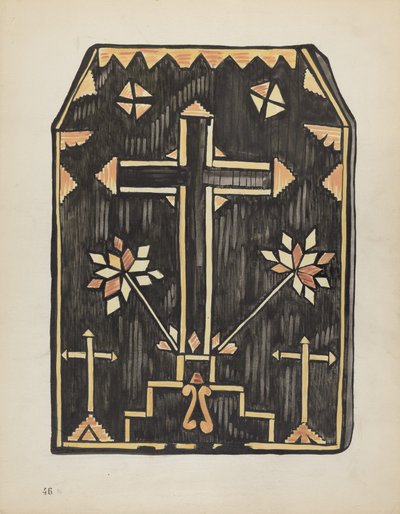Piatto 46: Disegno di applicazione di paglia: dal portfolio "Disegni coloniali spagnoli del Nuovo Messico" da American 20th Century