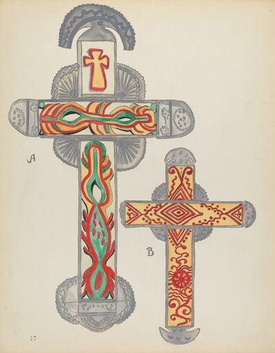 Tavola 47: Croci di Latta: Dal Portfolio "Design Coloniali Spagnoli del Nuovo Messico" da American 20th Century