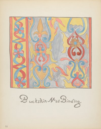 Tavola 48: Disegno di pelle di daino: dal portfolio "Disegni coloniali spagnoli del Nuovo Messico" da American 20th Century