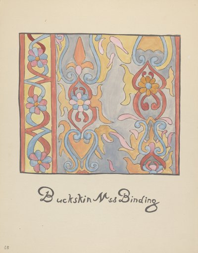 Tavola 48: Disegno di pelle di daino: Dal portfolio "Disegni coloniali spagnoli del Nuovo Messico" da American 20th Century