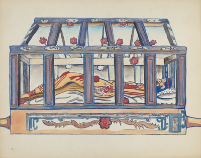 Tavola 4: Cristo nel sepolcro: Dal portfolio "Disegni coloniali spagnoli del Nuovo Messico" da American 20th Century