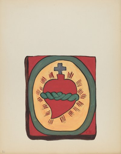 Tavola 50: Sacro Cuore: Dal Portfolio "Designs Coloniali Spagnoli del Nuovo Messico" da American 20th Century