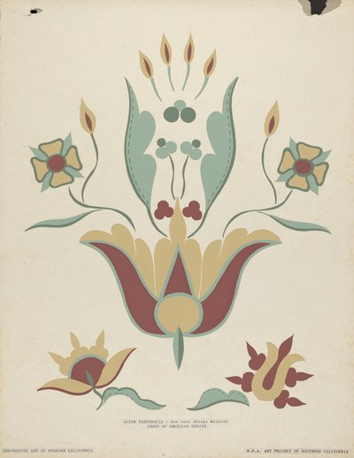 Altare del tabernacolo della missione di San Luis Obispo dal portfolio "Arte decorativa della California spagnola" da American 20th Century