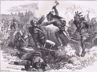 Attacco degli indiani a Fort Dearborn, illustrazione da Cassells History of the United States pubblicata da Cassell, Petter & Galpin, c.1900 da American English school
