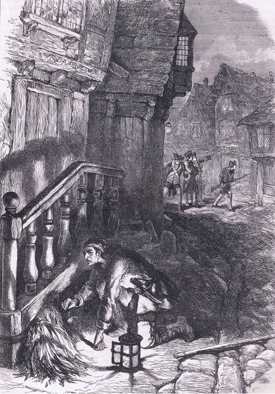 Scoperta di un incendiario, illustrazione da Cassells History of the United States pubblicata da Cassell, Petter & Galpin, c.1900 da American English school