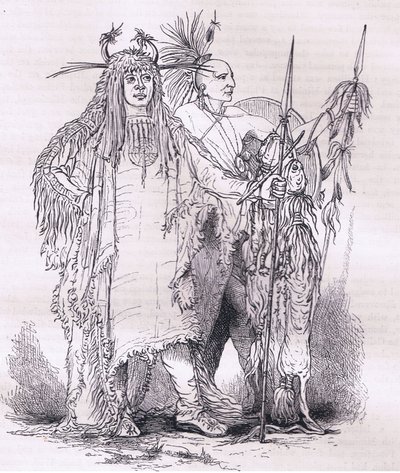 Gruppo di indiani di frontiera, illustrazione da Cassells History of the United States pubblicato da Cassell, Petter & Galpin, c.1900 da American English school