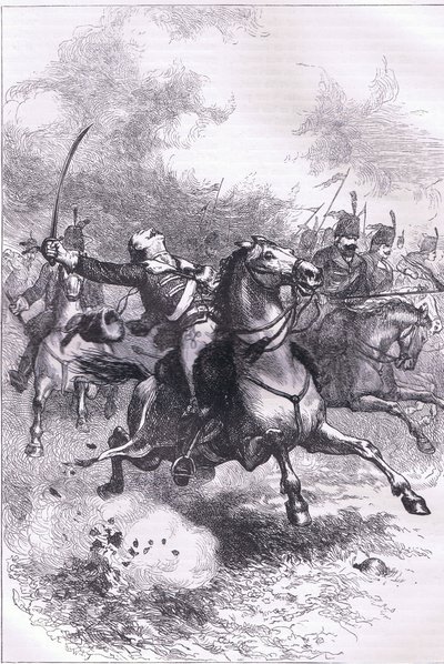 La carica di Pulaski, illustrazione da Cassells History of the United States pubblicata da Cassell, Petter & Galpin, c.1900 (litografia) da American English school
