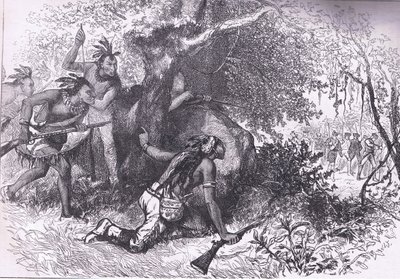 Tradimento dei Cherokee 1760, illustrazione da Cassells History of the United States pubblicata da Cassell, Petter & Galpin, c.1900 da American English school