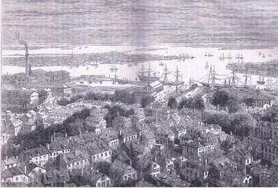 Veduta di Boston da Bunkers Hill, illustrazione da Cassells History of the United States pubblicata da Cassell, Petter & Galpin, c.1900 (litografia) da American English school