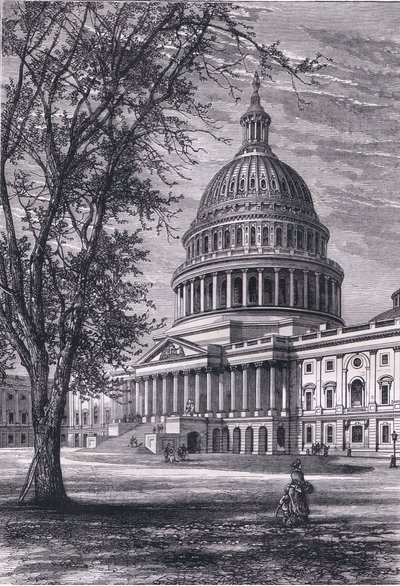 Vista del Campidoglio, Washington, illustrazione da Cassells History of the United States pubblicato da Cassell, Petter & Galpin, c.1900 da American English school