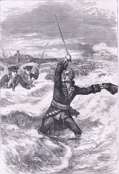 Sbarco di Wolfe a Louisburg, illustrazione da Cassells History of the United States pubblicata da Cassell, Petter & Galpin, c.1900 da American English school