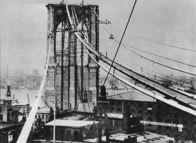 Ponte di Brooklyn, New York, in costruzione, c 1880 da American Photographer (after)