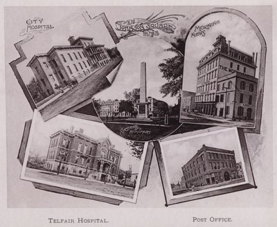 City Hospital; Johnson Square; Greene Monument; Morning News, Telfair Hospital, Post Office da American Photographer (after)