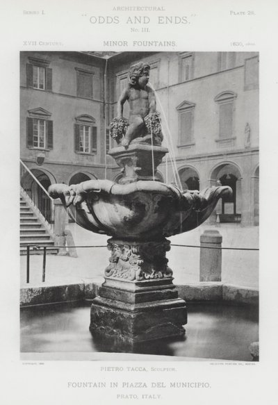 Fontana in Piazza del Municipio, Prato, Italia da American Photographer (after)
