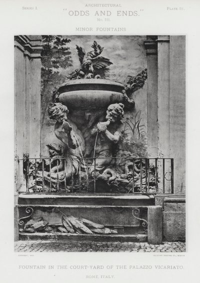 Fontana nel Cortile del Palazzo Vicariato, Roma, Italia (foto in b/n) da American Photographer (after)