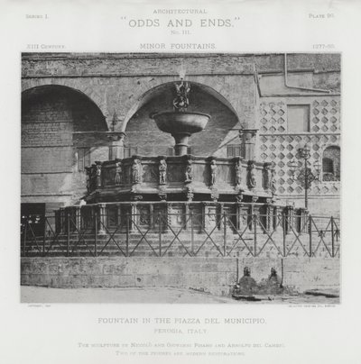 Fontana nella Piazza del Municipio, Perugia, Italia (foto in b/n) da American Photographer (after)