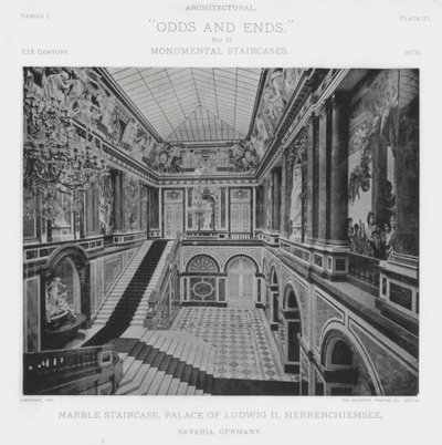 Scala di Marmo, Palazzo di Ludwig II, Herrenchiemsee, Baviera, Germania (foto in b/n) da American Photographer (after)