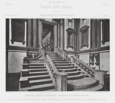 Scala del vestibolo nella Biblioteca Laurenziana, Firenze, Italia da American Photographer (after)