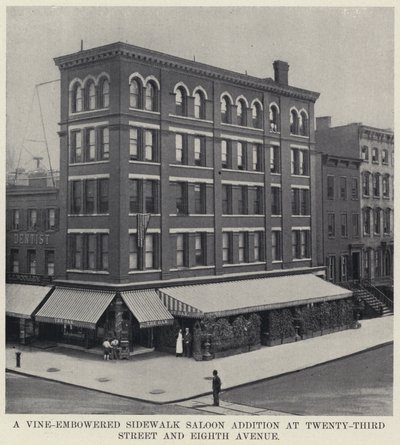 Saloon sul marciapiede coperto di viti a Twenty-Third Street e Eighth Avenue da American Photographer