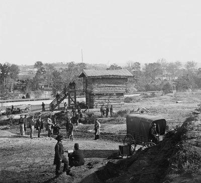 Blockhouse vicino a Fort Haggerty sulla Arlington Ridge Road, Virginia, che aiuta a sorvegliare l