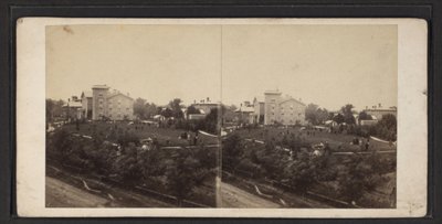 Edificio e giardini, Comunità di Oneida, Stato di New York, c.1870 da American Photographer