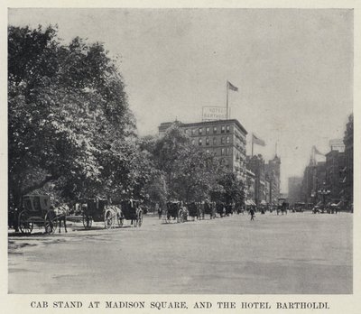 Stazione dei taxi a Madison Square e Hotel Bartholdi da American Photographer