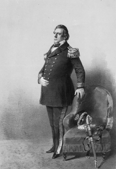 Commodoro Matthew Calbraith Perry, inciso da Wilhelm Heine, c.1856 (litografia) da American Photographer