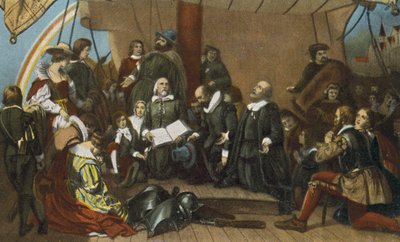 Imbarco dei pellegrini dal porto di Delft, 22 luglio 1620 (stampa) da American Photographer