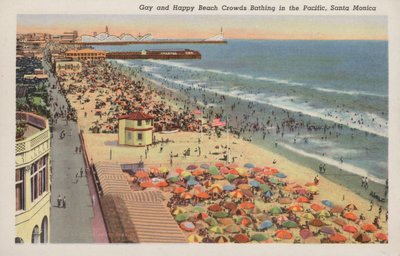 Folle felici e allegre sulla spiaggia che fanno il bagno nel Pacifico, Santa Monica da American Photographer