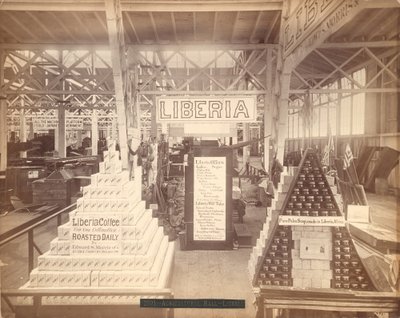 Esposizione di sapone e caffè della Liberia, Agricultural Hall, Esposizione del Centenario di Filadelfia, 1876 (foto all