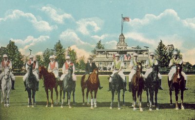Miami, Florida, 1925 circa: Club House e campo da polo (foto a colori) da American Photographer