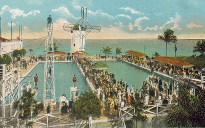 Miami, Florida, 1925 circa: Piscina del casinò di Miami Beach (foto a colori) da American Photographer