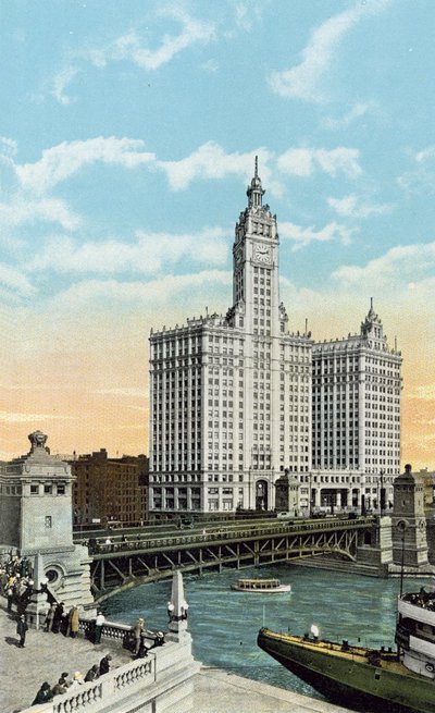 Michigan Boulevard, ponte e Wrigley Building da American Photographer