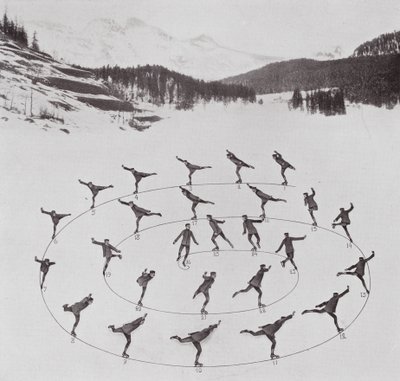 Pattinaggio con Bror Meyer: Spirale esterna in avanti (foto b/n) da American Photographer
