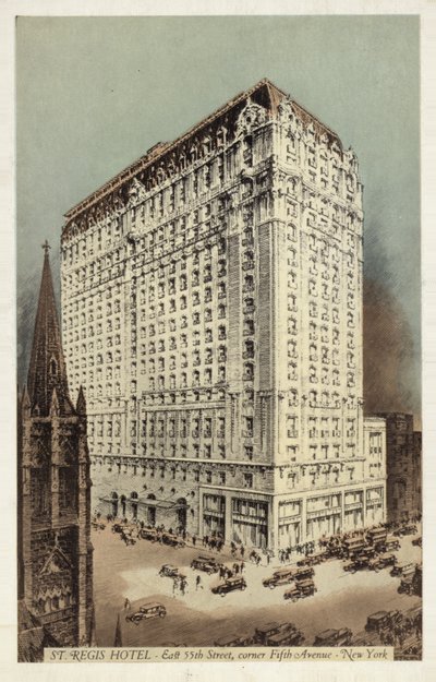 Hotel St Regis, East 55th Street e angolo 5th Avenue, New York City, USA (foto a colori) da American Photographer