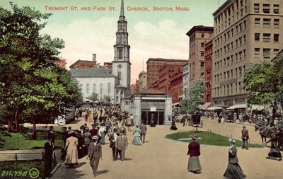 Tremont Street e Park Street Church, Boston, Massachusetts (foto a colori) da American Photographer