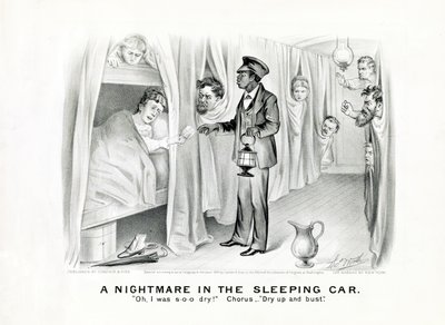 Un incubo nel vagone letto: Oh, ero così assetato! Coro: Asciugati e scoppia., pubblicato c.1875 da American School