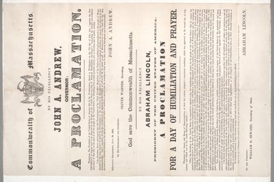 Proclamazione per un giorno di umiliazione e preghiera, 28 luglio 1864 da American School