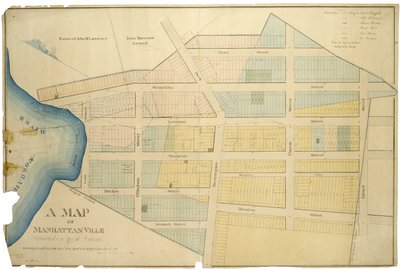 Mappa di Manhattanville situata su York Island da American School