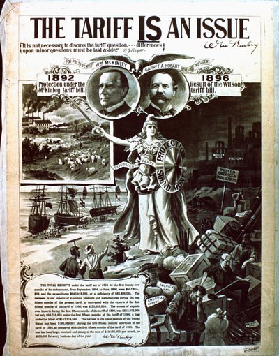 Poster politico a favore del codice fiscale di McKinley rispetto a quello di Wilson da American School