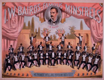 Pubblicità per I.W. Bairns Famous Minstrels da American School