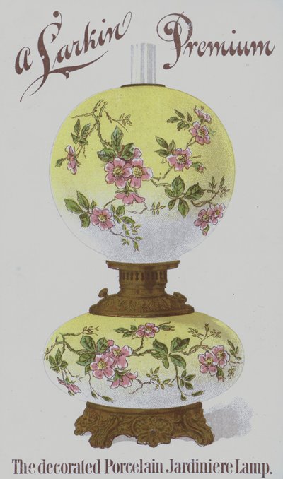 Pubblicità per lampade in porcellana decorata Larkin Premium da American School