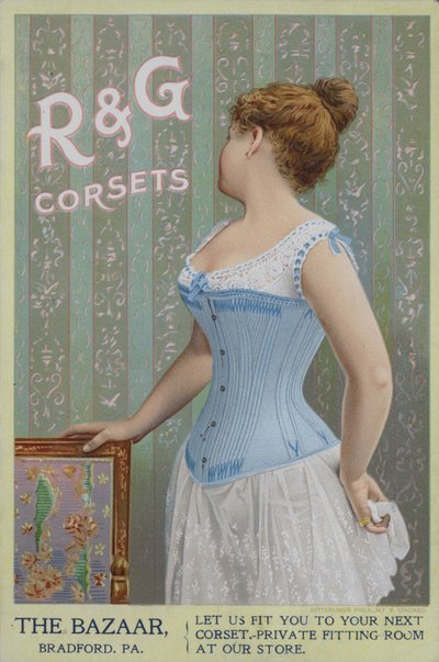 Pubblicità per corsetti da donna R & G (cromolitografia) da American School