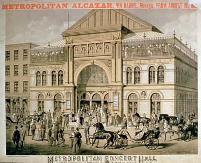 Pubblicità per il Metropolitan Alcazar Concert Hall, New York da American School